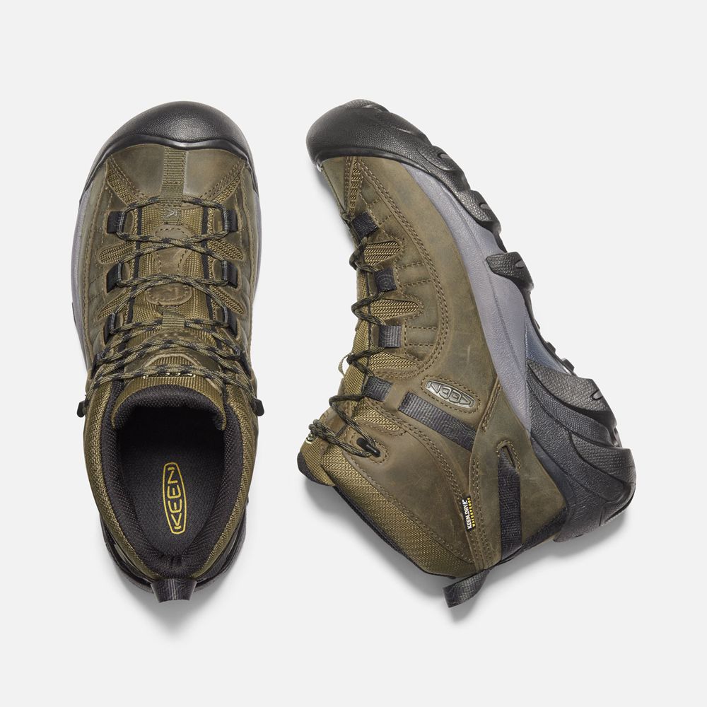 Bottes de Randonnée Keen Homme Vert Olive/Noir | Targhee Ii Waterproof Mid | MXPKO-7832